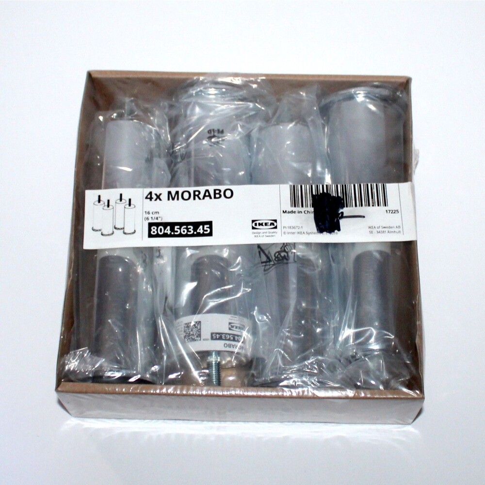 Ikea Morabo 4 x Furniture Metal Legs chrome steel silver 6.25” NEW